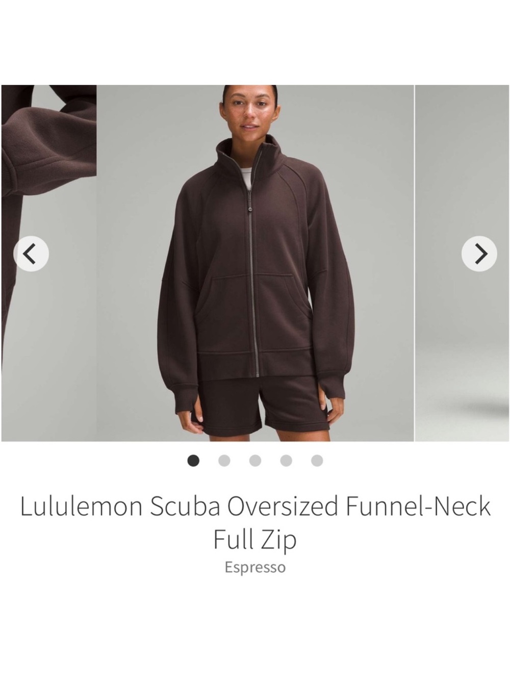 Lululemon Scuba Oversized Funnel Neck Full Zip Jacket Espresso Sz XS/S